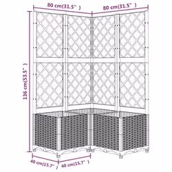 vidaXL Garden Planter with Trellis Brown PP Outdoor Raised Bed Flower Box