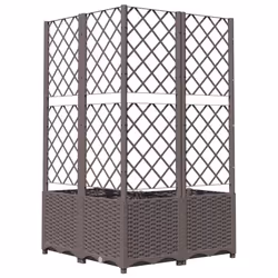 vidaXL Garden Planter with Trellis Brown PP Outdoor Raised Bed Flower Box - Additional view 5