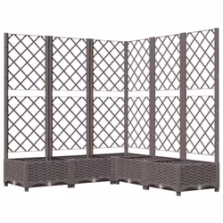vidaXL Garden Planter with Trellis Brown PP Outdoor Raised Bed Flower Box