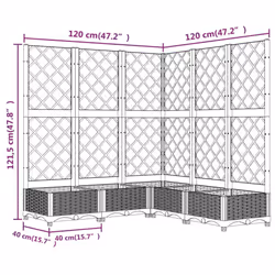 vidaXL Garden Planter with Trellis Brown PP Outdoor Raised Bed Flower Box