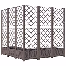 vidaXL Garden Planter with Trellis Brown PP Outdoor Raised Bed Flower Box - Additional view 4