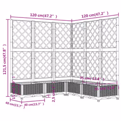 vidaXL Garden Planter with Trellis Brown PP Outdoor Raised Bed Flower Box - Additional view 6