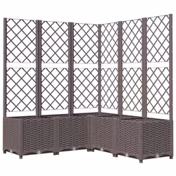 vidaXL Garden Planter with Trellis Brown PP Outdoor Raised Bed Flower Box