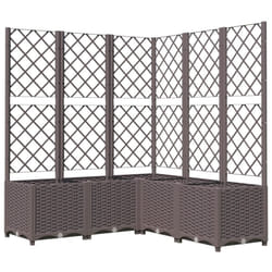 vidaXL Garden Planter with Trellis Brown PP Outdoor Raised Bed Flower Box