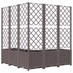 vidaXL Garden Planter with Trellis Brown PP Outdoor Raised Bed Flower Box - Additional view 5