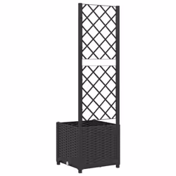 vidaXL Garden Planter with Trellis Black PP Raised Bed Flower Box Plant Pot - Additional view 6