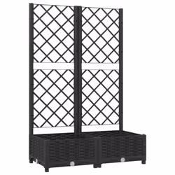 vidaXL Garden Planter with Trellis Black PP Raised Bed Flower Box Plant Pot - Additional view 2