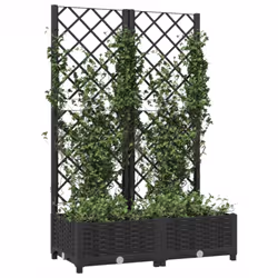 vidaXL Garden Planter with Trellis Black PP Raised Bed Flower Box Plant Pot - Additional view 3
