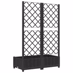 vidaXL Garden Planter with Trellis Black PP Raised Bed Flower Box Plant Pot - Additional view 6