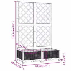 vidaXL Garden Planter with Trellis Black PP Raised Bed Flower Box Plant Pot - Additional view 8