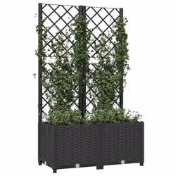 vidaXL Garden Planter with Trellis Black PP Raised Bed Flower Box Plant Pot