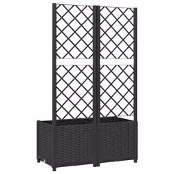 vidaXL Garden Planter with Trellis Black PP Raised Bed Flower Box Plant Pot - Additional view 6