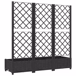 vidaXL Garden Planter with Trellis Black PP Raised Bed Flower Box Plant Pot - Additional view 4