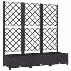 vidaXL Garden Planter with Trellis Black PP Raised Bed Flower Box Plant Pot - Additional view 6