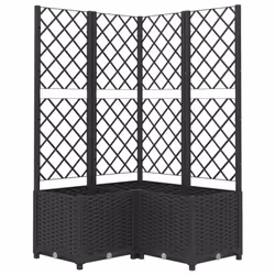 vidaXL Garden Planter with Trellis Black PP Raised Bed Flower Box Plant Pot