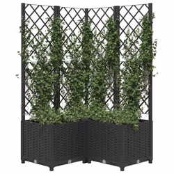 vidaXL Garden Planter with Trellis Black PP Raised Bed Flower Box Plant Pot