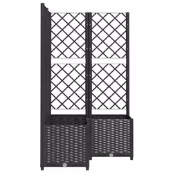 vidaXL Garden Planter with Trellis Black PP Raised Bed Flower Box Plant Pot - Additional view 4