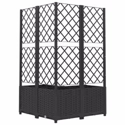 vidaXL Garden Planter with Trellis Black PP Raised Bed Flower Box Plant Pot - Additional view 5