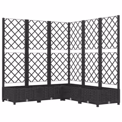 vidaXL Garden Planter with Trellis Black PP Raised Bed Flower Box Plant Pot - Additional view 2