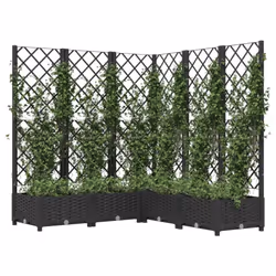 vidaXL Garden Planter with Trellis Black PP Raised Bed Flower Box Plant Pot - Additional view 3