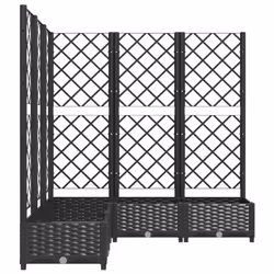 vidaXL Garden Planter with Trellis Black PP Raised Bed Flower Box Plant Pot - Additional view 5