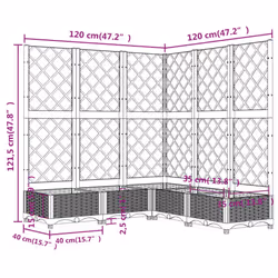 vidaXL Garden Planter with Trellis Black PP Raised Bed Flower Box Plant Pot - Additional view 8