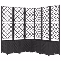 vidaXL Garden Planter with Trellis Black PP Raised Bed Flower Box Plant Pot - Additional view 2