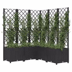 vidaXL Garden Planter with Trellis Black PP Raised Bed Flower Box Plant Pot - Additional view 3