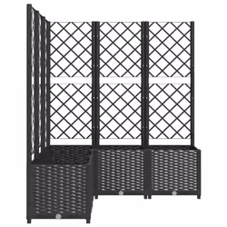 vidaXL Garden Planter with Trellis Black PP Raised Bed Flower Box Plant Pot - Additional view 5