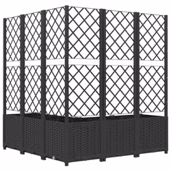 vidaXL Garden Planter with Trellis Black PP Raised Bed Flower Box Plant Pot - Additional view 6
