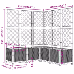 vidaXL Garden Planter with Trellis Black PP Raised Bed Flower Box Plant Pot - Additional view 8