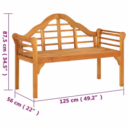 vidaXL Solid Wood Acacia Garden Bench Patio Outdoor Wooden Seat Furniture - Additional view 6