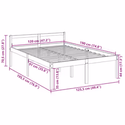 vidaXL Bed Frame Bedroom Bed Base Matress Foundation Bedstead Solid Wood Pine - brown, 4ft small double - Additional view 4