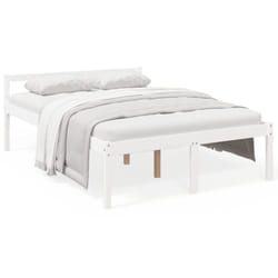 vidaXL Bed Frame Bedroom Bed Base Matress Foundation Bedstead Solid Wood Pine - white, 135 x 190 cm