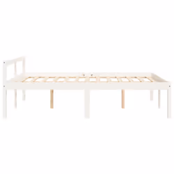 vidaXL Bed Frame Bedroom Bed Base Matress Foundation Bedstead Solid Wood Pine - white, 135 x 190 cm - Additional view 10