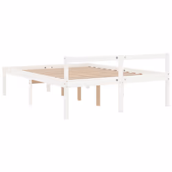vidaXL Bed Frame Bedroom Bed Base Matress Foundation Bedstead Solid Wood Pine - white, 135 x 190 cm - Additional view 11