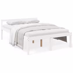 vidaXL Bed Frame Bedroom Bed Base Matress Foundation Bedstead Solid Wood Pine - white, 135 x 190 cm - Additional view 7