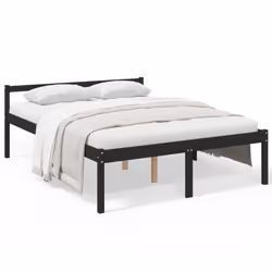 vidaXL Bed Frame Bedroom Bed Base Matress Foundation Bedstead Solid Wood Pine - black, 5ft king size