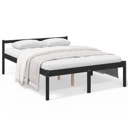 vidaXL Bed Frame Bedroom Bed Base Matress Foundation Bedstead Solid Wood Pine - black, 5ft king size