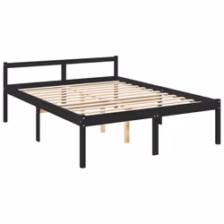 vidaXL Bed Frame Bedroom Bed Base Matress Foundation Bedstead Solid Wood Pine - black, 5ft king size