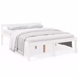 vidaXL Solid Wood Pine Bed Frame Bed Base Frame Multi Colours Multi Sizes - white, 160 x 200 cm - Additional view 2