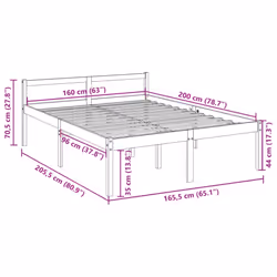 vidaXL Solid Wood Pine Bed Frame Bed Base Frame Multi Colours Multi Sizes - white, 160 x 200 cm - Additional view 4