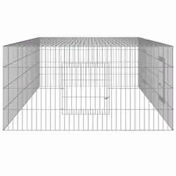 vidaXL Rabbit Cage Galvanised Iron Rabbit Enclosure Animal Cage Multi Sizes - 220 x 110 x 55 cm - Additional view 4