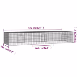 vidaXL 3-Panel Rabbit Cage 325x109x54 cm Galvanised Iron Rabbit Enclosure - Additional view 6