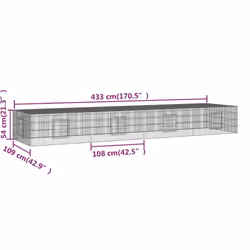 vidaXL Rabbit Cage Galvanised Iron Rabbit Enclosure Animal Cage Multi Sizes - 433 x 109 x 54 cm - Additional view 6