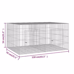 vidaXL Rabbit Cage Galvanised Iron Rabbit Enclosure Animal Cage Multi Sizes - 110 x 79 x 54 cm - Additional view 6