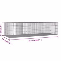 vidaXL Rabbit Cage Galvanised Iron Rabbit Enclosure Animal Cage Multi Sizes - 217 x 79 x 54 cm