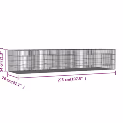 vidaXL Rabbit Cage Galvanised Iron Rabbit Enclosure Animal Cage Multi Sizes - 273 x 79 x 54 cm
