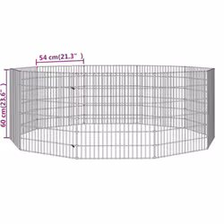 vidaXL Free Range Animal Enclosure Rabbit Cage Animal Cage Galvanised Iron - 54 x 60 cm/10