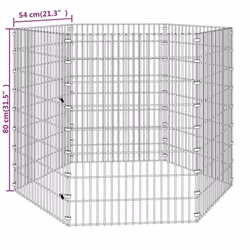 vidaXL Free Range Animal Enclosure Rabbit Cage Animal Cage Galvanised Iron - 54 x 80 cm/6